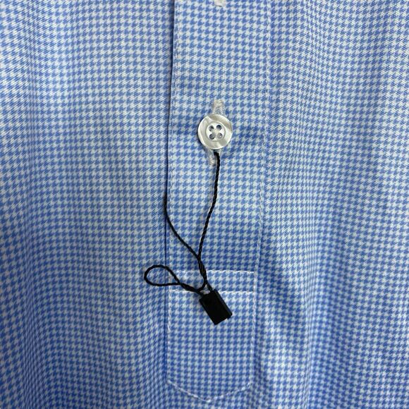 Collars & Co Polo Shirt Mens M Blue Houndstooth Dress Collar Golf Preppy NEW - Picture 6 of 9